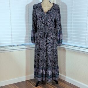 FRYE AND CO. Multicolor Paisley Long Sleeve Dress